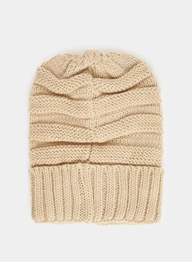 Styli Patch Detail Knit Beanie Hat